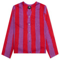 Striped Brushed Cardigan - Purple