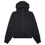 Reverse Applicated Stitch Logo Zipped Hoodie - Washed Black