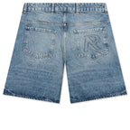Tailored Denim Shorts - Blue