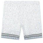 Printed Seersucker Cotton Bermuda Shorts - Cream/Green