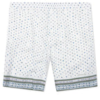 Printed Seersucker Cotton Bermuda Shorts - Cream/Green
