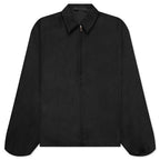 Textured Nylon Trucker Jacket - Black