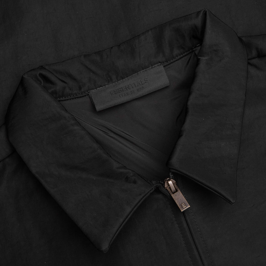 Textured Nylon Trucker Jacket - Black