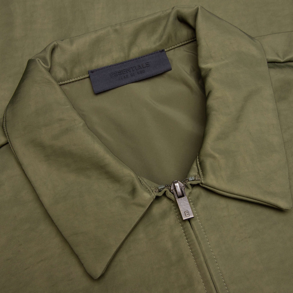 Textured Nylon Trucker Jacket - Military