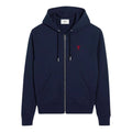 AMI Small Heart Logo Loopback Hooded Zip-Up 'Night Blue' BFUSW435-730-430