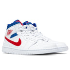 Women's Air Jordan 1 Mid - White/University Red/Game Royal