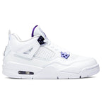 Air Jordan 4 Retro (GS) - White/Court Purple/Metallic Silver