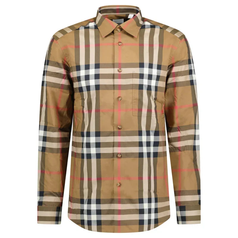 Burberry 'Claverdon' Check Shirt in Taupe Brown