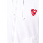 COMME DES GARÇONS PLAY DOUBLE EMBLEM ZIP UP HOODIE WHITE