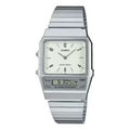 CASIO Vintage Daul Time Water Resistant Stainless Steel Band 'Silver' AQ-800E-7A2