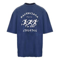 Men's Balenciaga SS21 Running Pattern Printing Logo Loose Short Sleeve Blue 641614TJVK64866