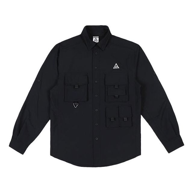 Men's Nike x ACG Multiple Pockets Long Sleeves Waterproof Sports Logo Casual Jacket Autumn Black DB1014-010