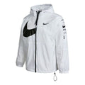 Nike Men's Swoosh Logo Printed Wind Proof Jacket White DJ8038-100