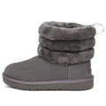UGG Fluff Mini Quilted Fleece Lined Big Boys Gray 1103612K-CHRC