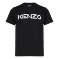 Men's KENZO Logo Pattern Round Neck Short Sleeve Black T-Shirt FA65TS0004SJ-99
