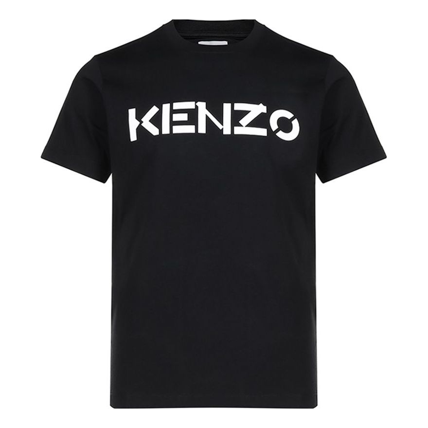 Men's KENZO Logo Pattern Round Neck Short Sleeve Black T-Shirt FA65TS0004SJ-99