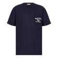 Men's DIOR SS22 Embroidered Plain Weave Knit Short Sleeve Navy Blue T-Shirt 213J637A0739-C583