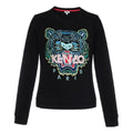 KENZO Tiger Head Embroidery Pattern Cotton Round Collar Long Sleeve Female Black FA5-2SW705-4XA-99