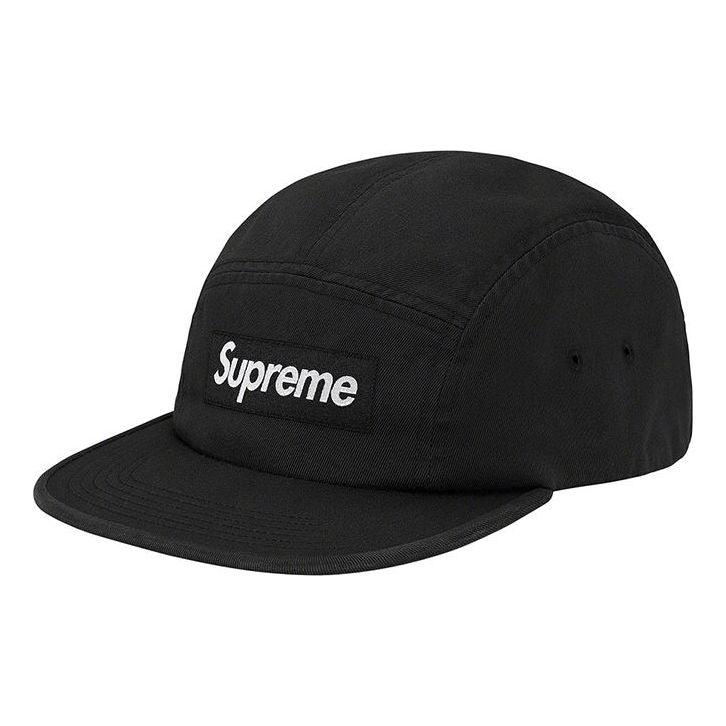 Supreme Washed Chino Twill Camp Cap 'Black White' SUP-SS20-523