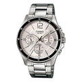 CASIO Stainless Steel Waterproof For Men White Dial Mens White Analog MTP-1374D-7AV
