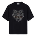 Men's KENZO Tiger Head Printing Loose Short Sleeve Black T-Shirt FB65TS0894YF-99