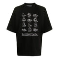 Men's Balenciaga SS21 Casual Printing Large Short Sleeve Black 641614TJV801070