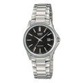 CASIO Waterproof Quartz Stainless Steel Strap Silver Black Dial Black Analog LTP-1183A-1A