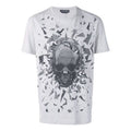 Men's Alexander McQueen SS21 Skeleton Round Neck Short Sleeve Gray 551779-QMZ73-0902