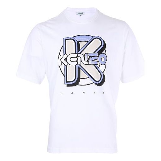 Men's KENZO Alphabet Printing Short Sleeve White T-Shirt 5TS5054SH-01