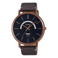 Men's CASIO Dress Series Waterproof Quartz Black Dial 43mm Leather Strap Watch Mens Brown Analog MTP-B105RL-1AV