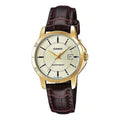 CASIO Vintage Waterproof Leather Band Gold/ Brown Analog LTP-V004GL-9A