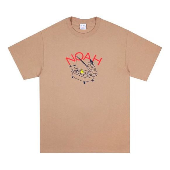 NOAH NYC Logo Cartoon Printing Short Sleeve Unisex Khaki T25SS20SND