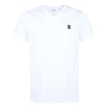Men's Burberry Logo Embroidered Pattern V neck Cotton Short Sleeve White 80172581
