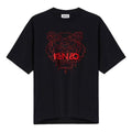 Men's KENZO China Capsule Series Alphabet Tiger Head Embroidered Pattern Round Neck Short Sleeve Black FB55TS0654SD-99