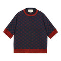 (WMNS) Gucci Interlocking Crewneck Casual Half Sleeve Sweater Blue 605920-XKAHT-4668
