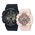 CASIO G-Shock Analog-Digital 'Black Pale Pink Set' GA-100GBX-1A9PR-GMA-S120MF4APR