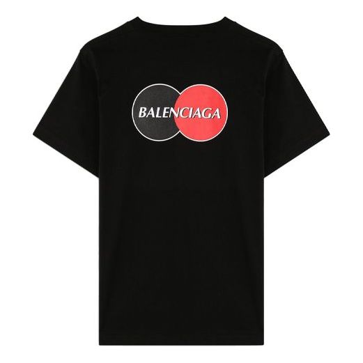 Men's Balenciaga Chest Logo Printing Round Neck Short Sleeve Black 620967TIV791000