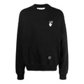 Men's Off-White FW21 Logo Caravaggio Arrow Round Neck Long Sleeves Loose Fit Black OMBA054F21FLE0111001
