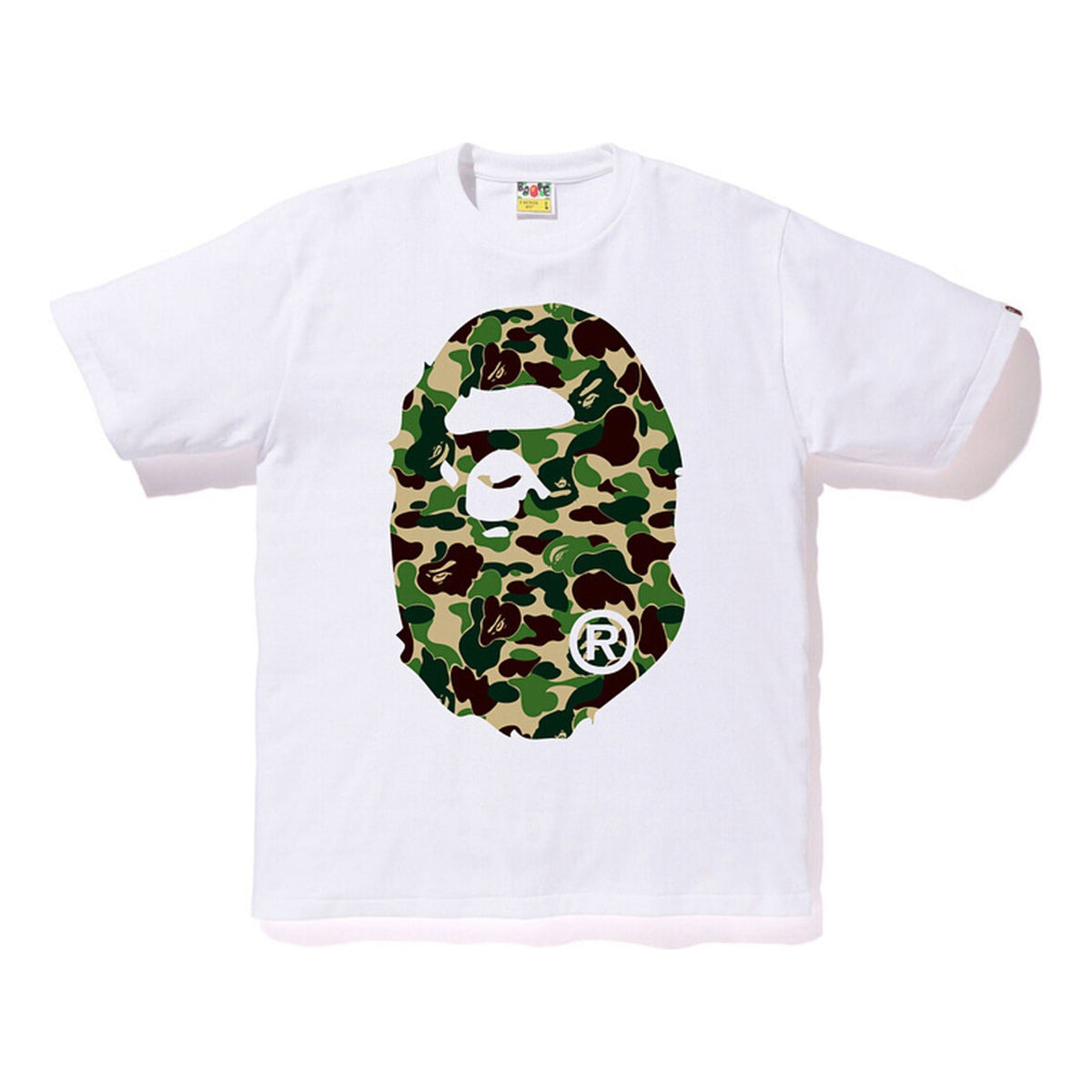 BAPE ABC Big Ape Head Tee White/Green Yellow Green Camouflage Short Sleeve Unisex White BAPE-SS18-047