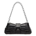 (WMNS) Balenciaga Lindsay Small Crocodile Embossed Shoulder Bag 'Black' 701141210C91000