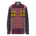 Men's Burberry Colorblock Plaid Loose Shirt Navy Blue 80343781