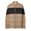 Burberry Check Zipper Cotton Shirt Male Cream-coloured 80367701