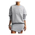 (WMNS) Nike Studio Fleece Medium Weight Graphic Pack Oversized Embossed Crew 'Dark Grey Heather' IU1139-063