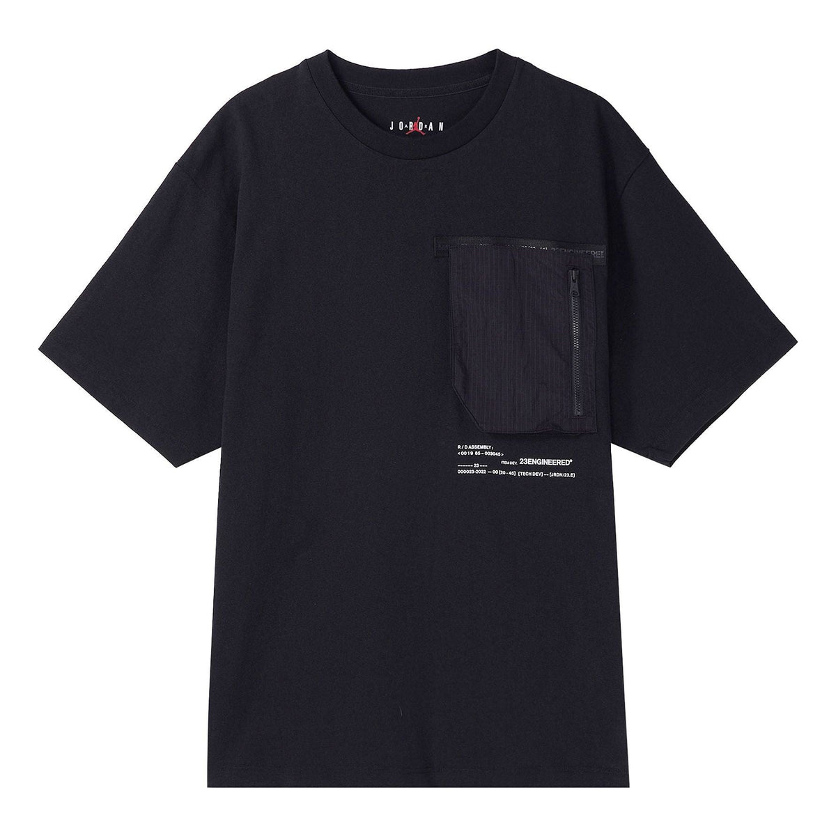 Air Jordan 23 Engineered Solid Color Pocket Round Neck Casual Short Sleeve Black DM1389-010