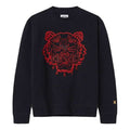 Men's KENZO China Capsule Series Tiger Head Embroidered Round Neck Pullover Black FB55SW1204MN-99