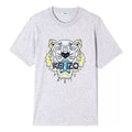 Men's KENZO Multi-Color Printing Tiger Head Pattern Short Sleeve Gray 5TS050-4YA-94