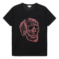 Men's Alexander McQueen SS21 Skeleton Pattern Round Neck Short Sleeve Black 631391-QPZ87-0911