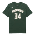 Men's Nike NBA Basketball Sports Round Neck Short Sleeve Milwaukee Bucks No.34 Green T-Shirt CV8535-326