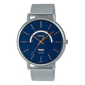 Men's CASIO Dress Series waterproof quartz Watch 43mm Silver Stainless Steel Strap Mens Blue Analog MTP-B105M-2AV