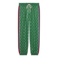 Men's Gucci FW21 Webbing Logo Full Print Plain Weave Knit Jogging Sports Pants/Trousers/Joggers Green 655146-XJDF0-3305